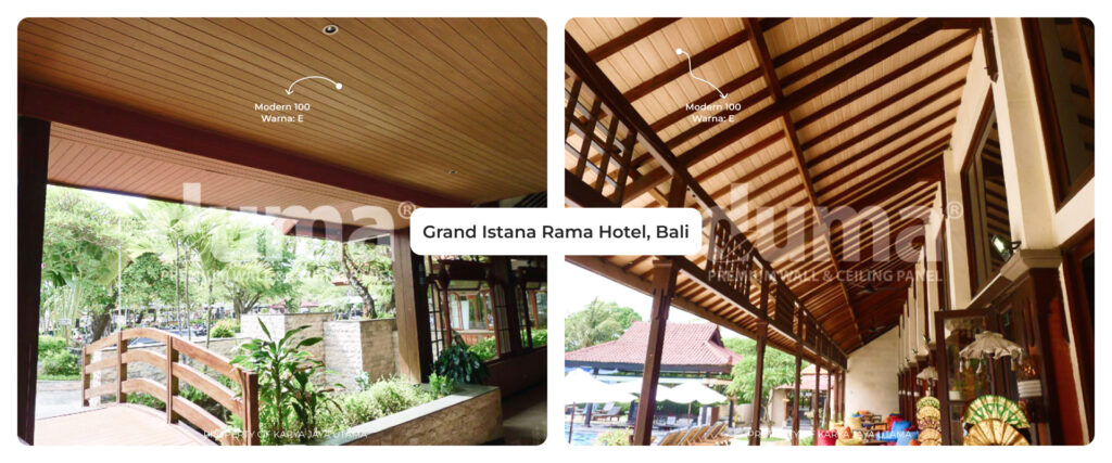 panel wpc duma untuk aplikasi plafon grand istana rama hotel - bali